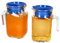 MamboCat KORA Set di 2 brocche per frigorifero con coperchio in plastica blu, 0,5 litri, caraffa quadrata in vetro con beccuccio e manico per tè freddo, acqua, succhi di frutta, latte & Co.