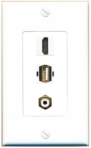 RiteAV Acoplador de 1 puerto HDMI RCA-blanco USB2 hembra-hembra placa de pared [blanco]