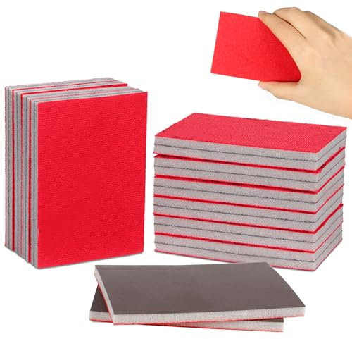 Jortmrd 20 Pezzi Spugne Abrasive Spugna Abrasiva Legno 3000 Granulometria Spugna Metallica Abrasiva Tamponi Abrasivi in Spugna Spugnette Abrasive per Lucidare Legno, Plastica e Metallo