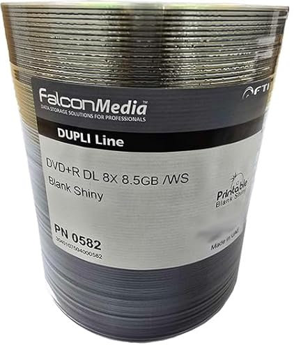 Falcon DVD Double Layer DVD+R DL Dual Layer 8.5GB 240 Min 8x Silver Top for Marker Pen Use 8292 - 50 Pack