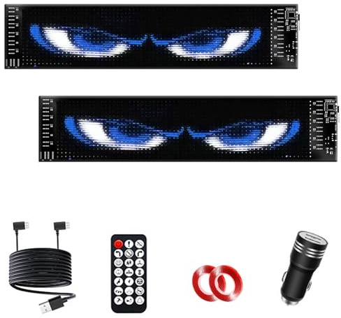 2er Led Augen für LKW Auto(10 * 35cm),Devil Eyes Light For LKW, RGB Flexible Programmierbar LED Panel,Programmierbarer Personalisiert Augen Lichtschilder, Led Augen für Lkw mit APP und Fernbedienung