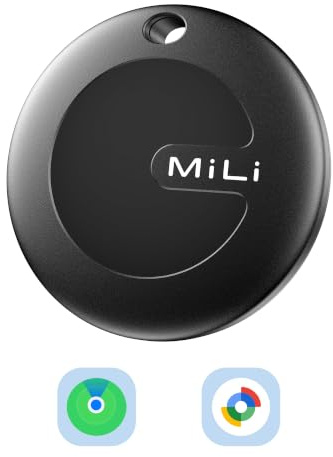 MiLi MiTag Duo Smart Tracker Pack de 1 para Buscar de Apple y Localizador de Google, localizador de Llaves Compatible con iOS y Android, IP67, Pila CR2032 reemplazable