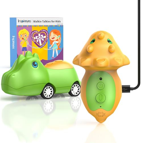Inspireyes Macchinine Giocattolo Dinosauro con Walkie-Talkie Ricaricabili per Bambini 3–7 Anni, Giocattolo Ideale per Casa o Giardino, Regalo di Compleanno e Natale per Bambini, Set da 2