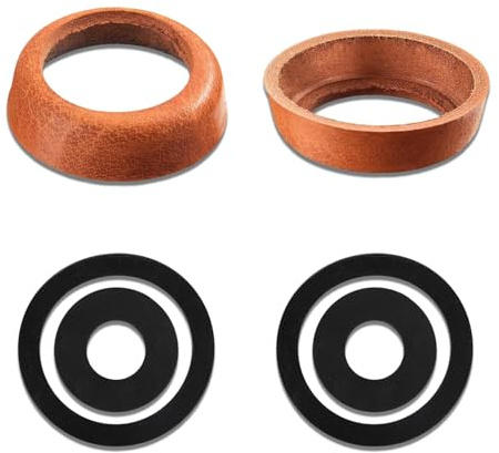 2 Stück Schwengelpumpe Ersatzteile Dichtungssatz für Schwengelpumpe Typ 75 Ledermanschette and O-Ringe Set aus Rindsleder, Ersatzteile für Handpumpe, Brunnenpumpe und Gartenpumpe (Braun)