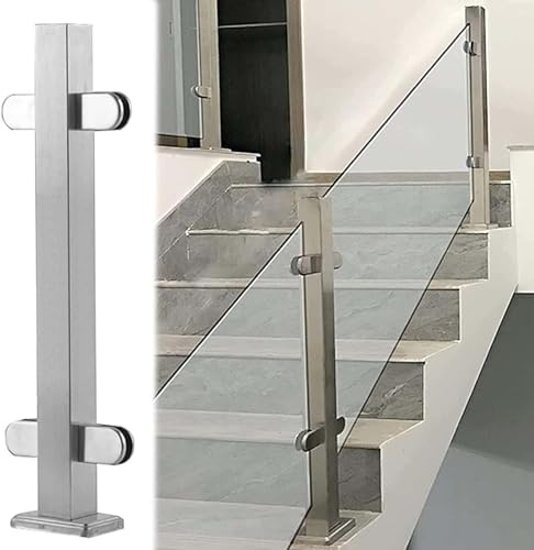 Garde-corps en verre en acier inoxydable pour plateformes d'escalier, balcons et terrasses personnalisables, facile à installer, poteau central de 84,9 cm et barrière de sécurité élégante