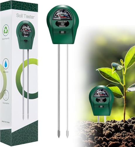 TaimeiMao PH Mètre de Sol, Testeur de Sol, PH Mètre de Sol, Hygrometre Plante, Testeur Humidité Plante, 3-en-1 Testeur d'humidité/Lumière/pH du Sol Kit, Pas Besoin de Batterie