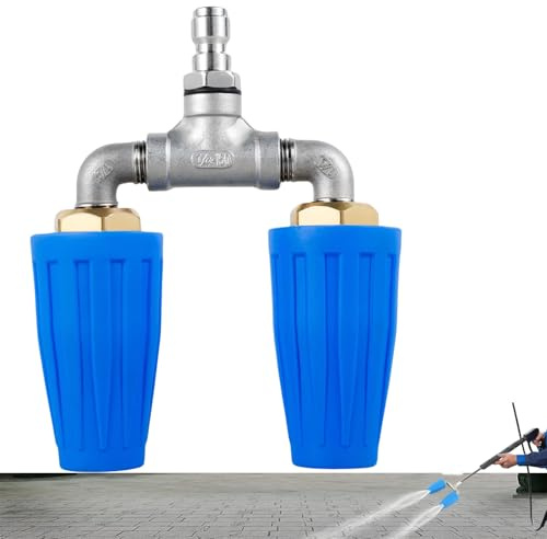 Limpieza de boquilla turbo turbo rotativa: limpiador de metal de metal doble sólido, chorro rotativo de alta presión | Adaptador de limpieza intensivo de suelo robusto, equipo de proyección rápida con