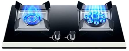 Tragbarer Doppelbrenner Gaskocher mit verstellbarem Druckschlauch für Camping und Grillen - 4,8/5,2 KW für den Heimgebrauch