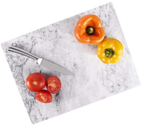 White Marble Chopping Board, Large Kitchen Worktop Saver | Kitchen Worktop Protector, Large Chopping Boards for Kitchens - Natural Marble Board for Pastry, Meat, Fish and Vegetables