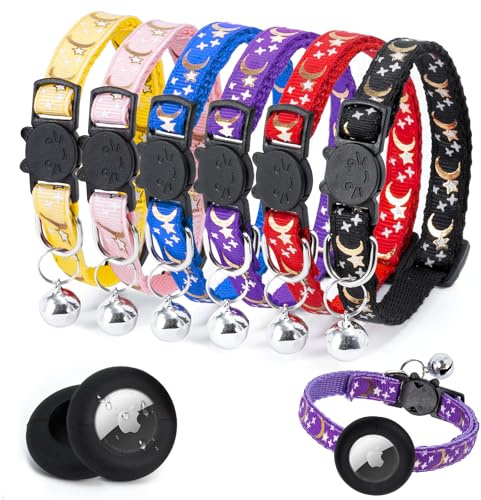 8PCS Airtag Collare Gatto Riflettenti,Collari per Gatti Antistrozzo con Campanellino,Regolabile 21-35 cm,Sicuro,Nylon, Accessori Animali Domestic