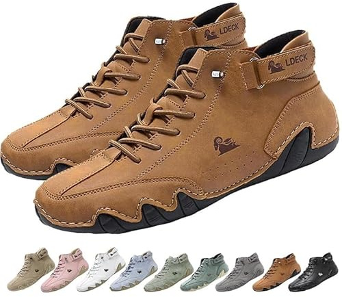 Skor for kvinnor och män, ortopediska stövlar for män, slip-on stövlar med stöd for hålfoten, vattentäta halkfria ortopediska skor(Light Brown,12.5 Women/11 Men)
