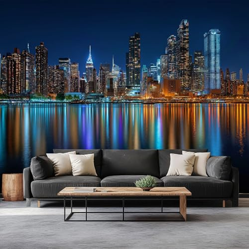 Papel Tapiz Fotográfico Fotografía Paisaje Urbano De Nueva York Fotomurale 200 x 140 cm, Art Mural Azul Papel Pintado Fotomural - Cafe Restaurant Dormitorio Hoga Murales Decoración