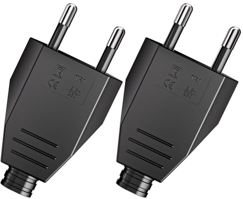 2 Pièces Fiche Européenne Plate, Prise Electrique Male 250V 2.5A, Fiche Euro Schuko Fiche D'alimentation Domestique Décorative à Encastrer ou à Remplacer (Noir)