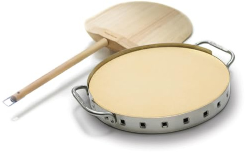 Broil King Grill-/Grillzubehör, Pizzastein-Set Premium 33 cm Durchmesser hoch 1 cm, Edelstahl, 5 x 5 x 5 cm, 69815