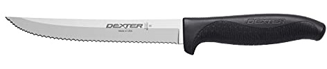 Dexter-Russell SG156SCB-PCP SofGrip 24213B Utility Slicer Knife, 6 Scalloped Edge High Carbon Steel Blade, Stain-Free DEXSTEEL Construction, Non-Slip Soft Black Rubber Handle, Ergonomic Grip