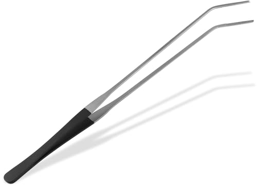 Gebogene Grillpinzette Bratpinzette Fleischpinzette Kochpinzette 30 cm extra feine Spitze