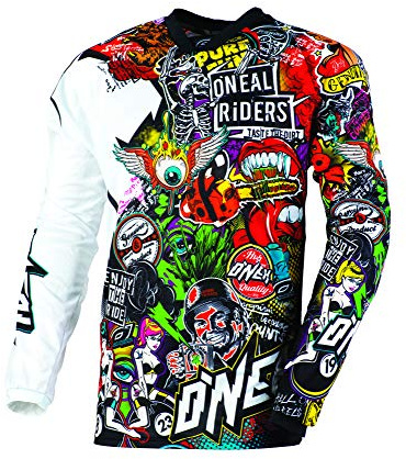O'NEAL | Motocross-Shirt Langarm | MX MTB Mountainbike | Leichtes Material, ergonomischer Slim Fit Schnitt für perfekte Passform | Mayhem Jersey HEXX | Erwachsene | Grau Schwarz
