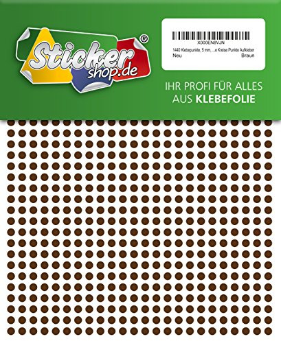 1440 Klebepunkte, 5 mm, braun, aus PVC Folie, wetterfest, Markierungspunkte Kreise Punkte Aufkleber