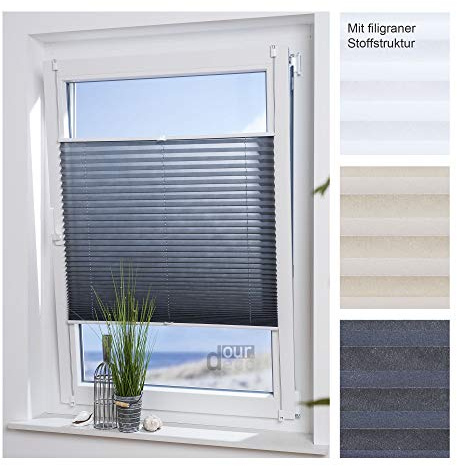 ourdeco® Plissee Easy / 85 x 210 cm grau/lichtdurchlässig/Klemmen Montage ohne Bohren Smartfix Klemmfix-Plissee Easy-to-fix