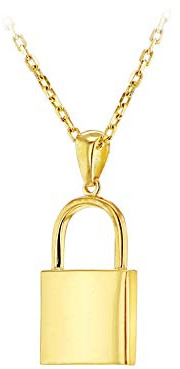 Tuscany Silver Women's Sterling Silver Yellow Gold Plated 11.4mm x 25.5mm Padlock Adjustable Necklace 45cm/17.75'-50cm/19.5'
