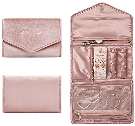 VanFn Jewelry Rolls, Travel Jewelry Organizer Roll, Foldable Jewelry Case, Women Jewelry Storage Bag for Journey-Rings, Necklaces, Earrings, Bracelets, Watches, Brooches P.Travel Series