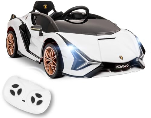 Playkin Lamborghini SIAN Blanco - Coche eléctrico para niños +3 años, Blanco, con 2 baterías Recargables de 12V