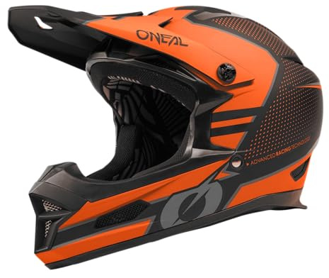 O'NEAL | Mountainbike-Helm | MTB Downhill | Robustes ABS, Ventilationsöffnungen für Luftstrom & Kühlung, ABS Außenschale | Fury Helmet Stage V.23 | Erwachsene | Schwarz Orange | Größe L