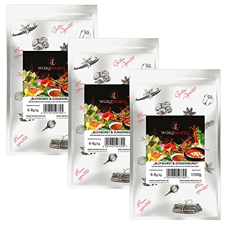 Blutwurst - Gewürz, Rotwurst - Gewürzzubereitung, Zungenwurst - Gewürz ohne Zusatzstoffe. 3 XL Beutel je 1500g (4,5KG)