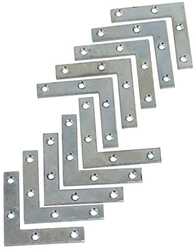 AERZETIX - C58811 - Uppsättning med 10 platta monterings- och fästkonsoler 50 x 50 x 10 x 2 mm - ramfäste - trädörrfönster - i galvaniserat stål