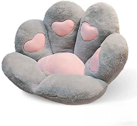 Firecos Katzenpfoten Kissen Plüsch Sitzkissen Niedlich Kuschelig Weich Stuhlkissen Für Esszimmer Schlafzimmer Büro Geschenk 70x60 cm (Grau)