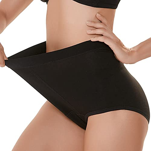 Waschbarer Inkontinenz Slip Hosen Höschen Inkontinenz Slip für Damen 4 Lagen Atmungsaktives Gewebe Auslaufsicheres Höschen mit Hoher Taille Frauen Höschen,XL,Black