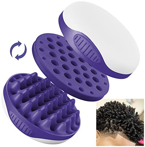 WTTORDE Silicone Brush for Curly, Afro, and Wavy Hair - Two-Sided Wave Tool for Long and Short Styles, Large and Small Curl Combs for Men, Women, Boys, and Girls - Purple, 1 Pcs