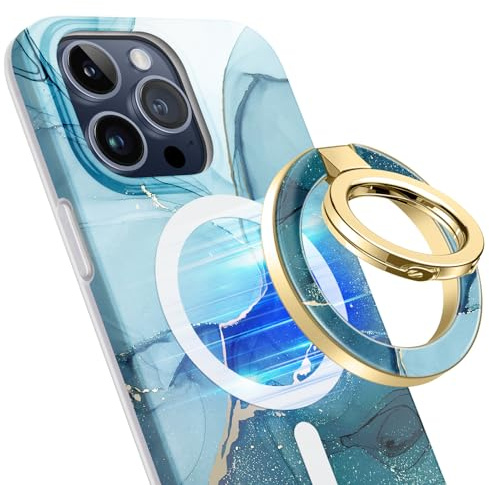 GVIEWIN Magnetic Phone Ring Holder with Adjustable Stand Magnet Kickstand | Compatible with MagSafe,for iPhone 17 Pro Max/16/15/14/13/12 Series & Galaxy S26/S25/S24 Ultra and Other Phones,Navy Blue