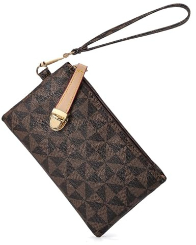 MaijjLyn Wristlet Wallets for Women - Small Clutch Purses Leather Wristlet Handbags for Cards/keys/Phone Coffee