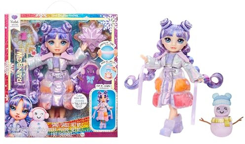 Rainbow High Winter Wonderland Violet - Purple 11” Fashion Doll with Magic Snow Hidden in Fashion That Puffs Up with Water, and Snowman Kit, Great Gift for Kids 4-12 Years Old