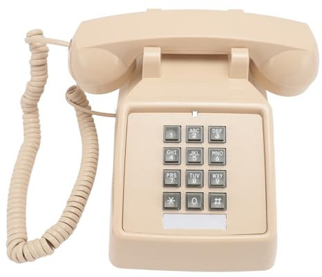 Teléfono con Cable Vintage, Control de Volumen de Teléfono Fijo Doméstico Clásico (Beige)