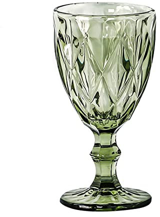 Wine Glass Colored Goblet Vintage Pattern Embossed Glasses Goblets for Party Wedding Anniversary Restaurant