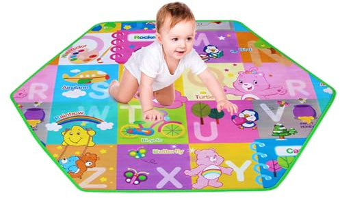 Baby Mats for Floor Hexagon Educational Elastic Mats Soft Playmat for Baby's Crawling Tummy Time Kids Mat Waterproof Babies Crawling Mat Anti-Slip Shockproof Mats
