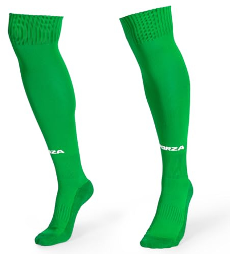 FORZA Klassiska fotbollsstrumpor [9 färger] | Knähöga fotbollsstrumpor med förstärkt häl och tå - finns i storlekar XS-XL (S/M (UK 4-7), grön)