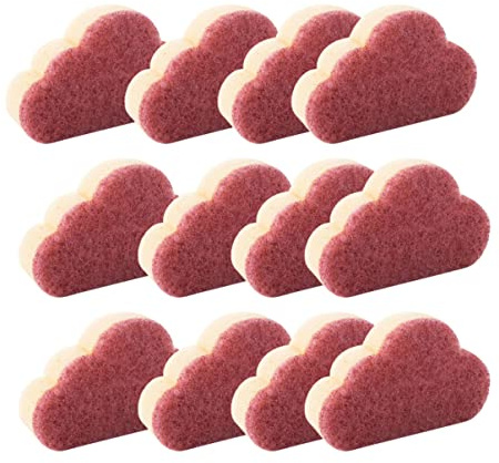 Cloud Shaped Kitchen Cleaning Sponge 12 Pack Dual Sided Scrubber | Grease Removal for Stovetops, Plates, Sink Care, Appliance Jobs, Gentle Non-Stick Action, Less Detergent