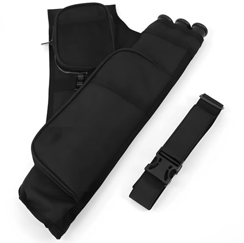 yeeplant Carcaj de tiro con arco, nailon y tela Oxford, 3 tubos de flecha, capacidad para 12-16 flechas, diestros, correa ajustable, adecuado para arcos compuestos y recurvos