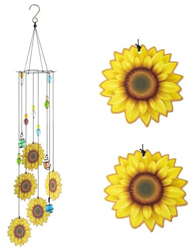 24in Sunflower Wind Chimes Gifts for Women Wind Chime, Small Wind Chimes for Outside, Christmas, Birthday, Thank You Gift for Mom Sisters Friends