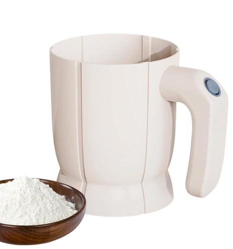 Máquina eléctrica de tamiz de harina, tamiz automático para hornear, tamiz de harina de mano ABS, tamiz para hornear, de malla fina con asa, funciona con pilas, lavable, silencioso