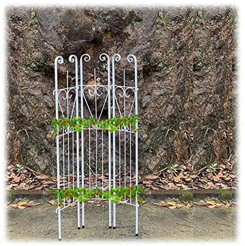 Lot de 3 treillis de jardin en métal pour plantes grimpantes, fleurs et roses 120/180 cm, treillis blanc pour jardinage extérieur, aide à l'escalade 119,4 x 20,3 cm