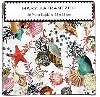 Museums & Galleries Pack of 20 Paper Serviette Napkins - Seashells and Starfish Mary Katrantzou Design - Disposable Tableware