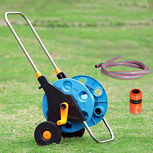 Avvolgitubo portatile, carrello avvolgitubo da giardino con 2 ruote e maniglia Tubi dell'acqua portatili carrelli retrattili in metallo retrattile