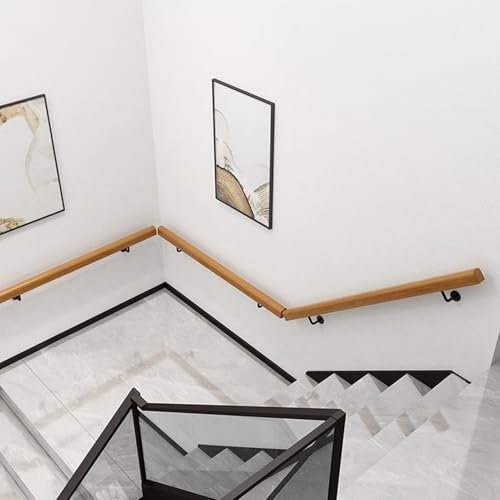 Barandillas de mano de 1FT~ 15FT para escaleras interiores, Barandilla de escalera de madera maciza para exteriores, pasamanos para pasillo, Loft, porche, barra de agarre con soportes de acero inoxida