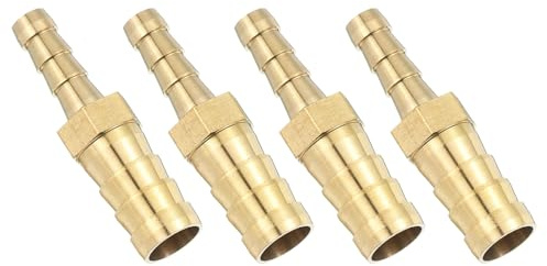 QUARKZMAN 10mmx6mm Schlauchverbinder Messing Doppelnippel Kupplung, 4 Stück Schlauchverbinder Benzinschlauch Schlaucharmaturen Gartenschlauch zum Verbinden von Wasserschläuchen