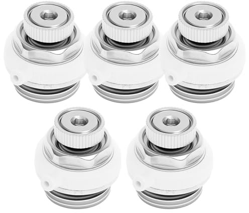 5 sfiato per termosifoni completamente automatico, 2,5 x 3 cm, con valvola di ritegno, autosigillante, valvola di sfiato automatica, tappo di sfiato per impianti di riscaldamento