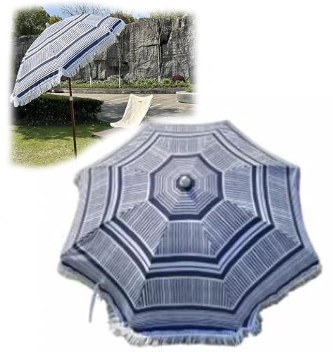 ZYXQQJ Parasol De Plage Parasol De Jardin À Franges Parasol De Terrasse Inclinable Anti UV50+ Parasol Balcon Portable Parasol De Marché(Thin Vertical Bars)